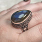 Anillo baño de plata con labradorita C78