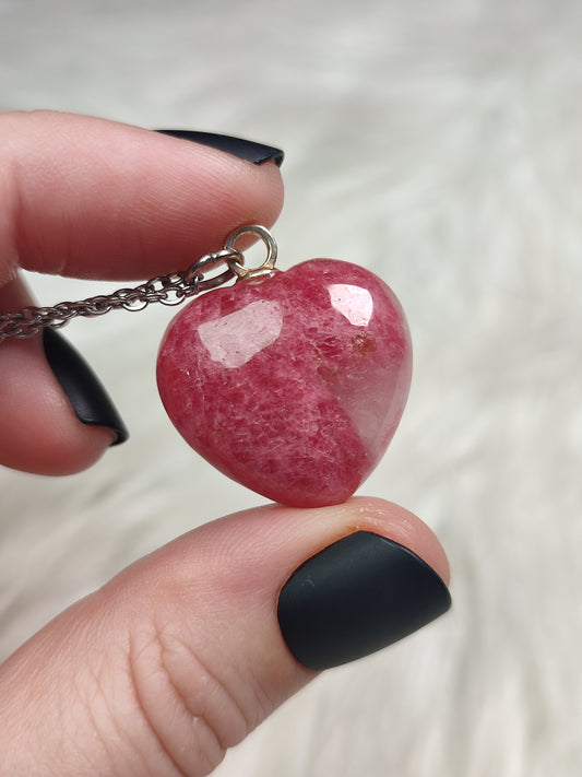 Colgante plata 925 con corazón rodonita n° 34 - alta calidad