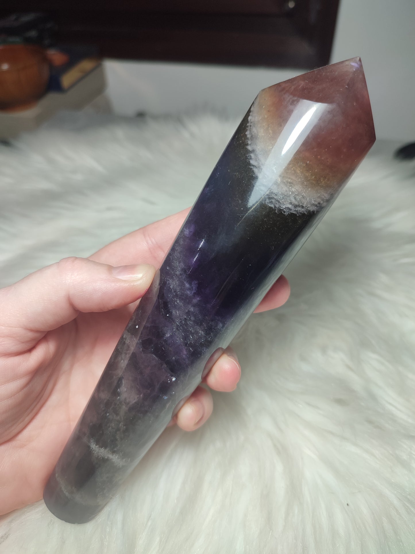 Gran cetro fluorita multicolor con mica 579 gramos