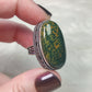 Anillo baño de plata con jaspe océano N°24