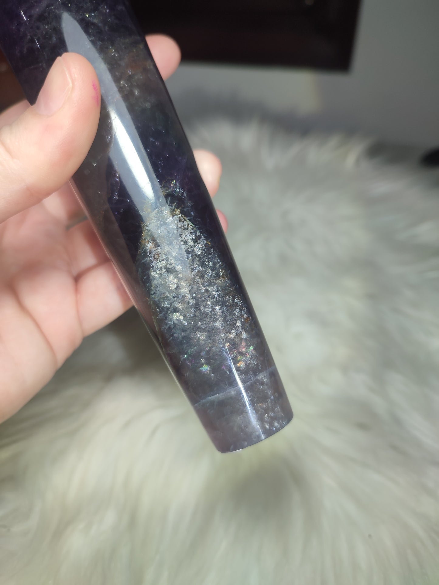 Gran cetro fluorita multicolor con mica 579 gramos