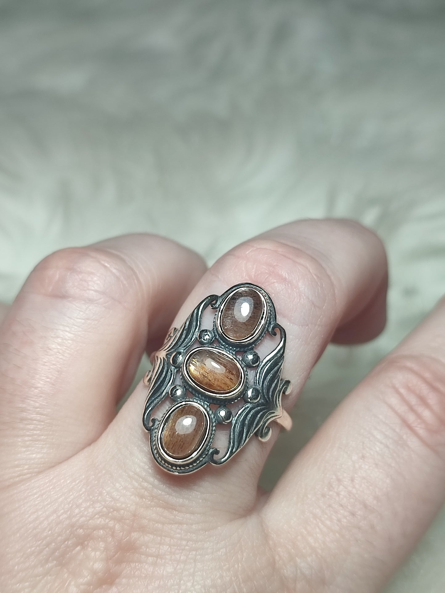 Anillo plata 925 con piedra sol latticce - ajustable n° 13