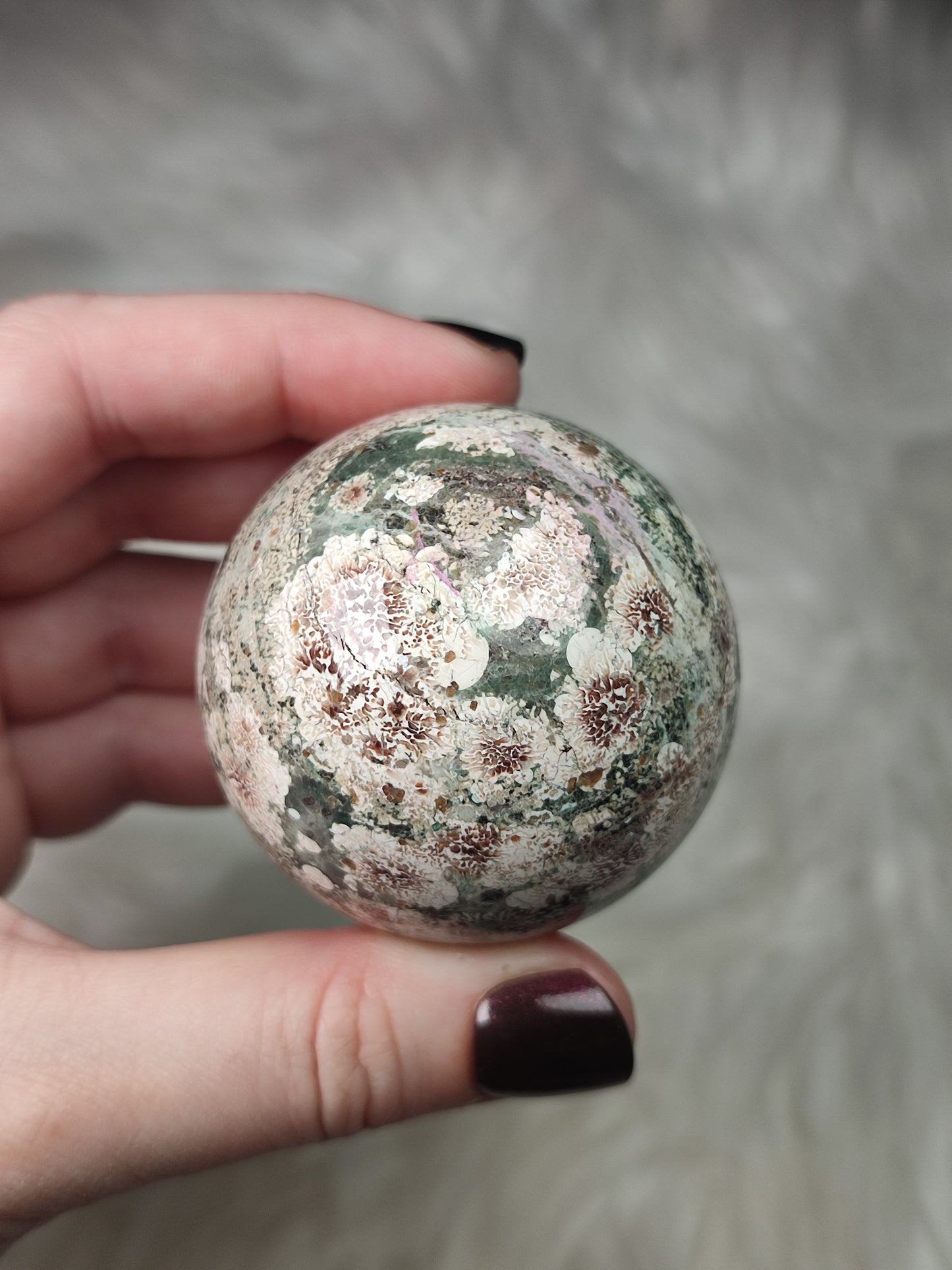 Esfera jaspe verde flor n°10 - video