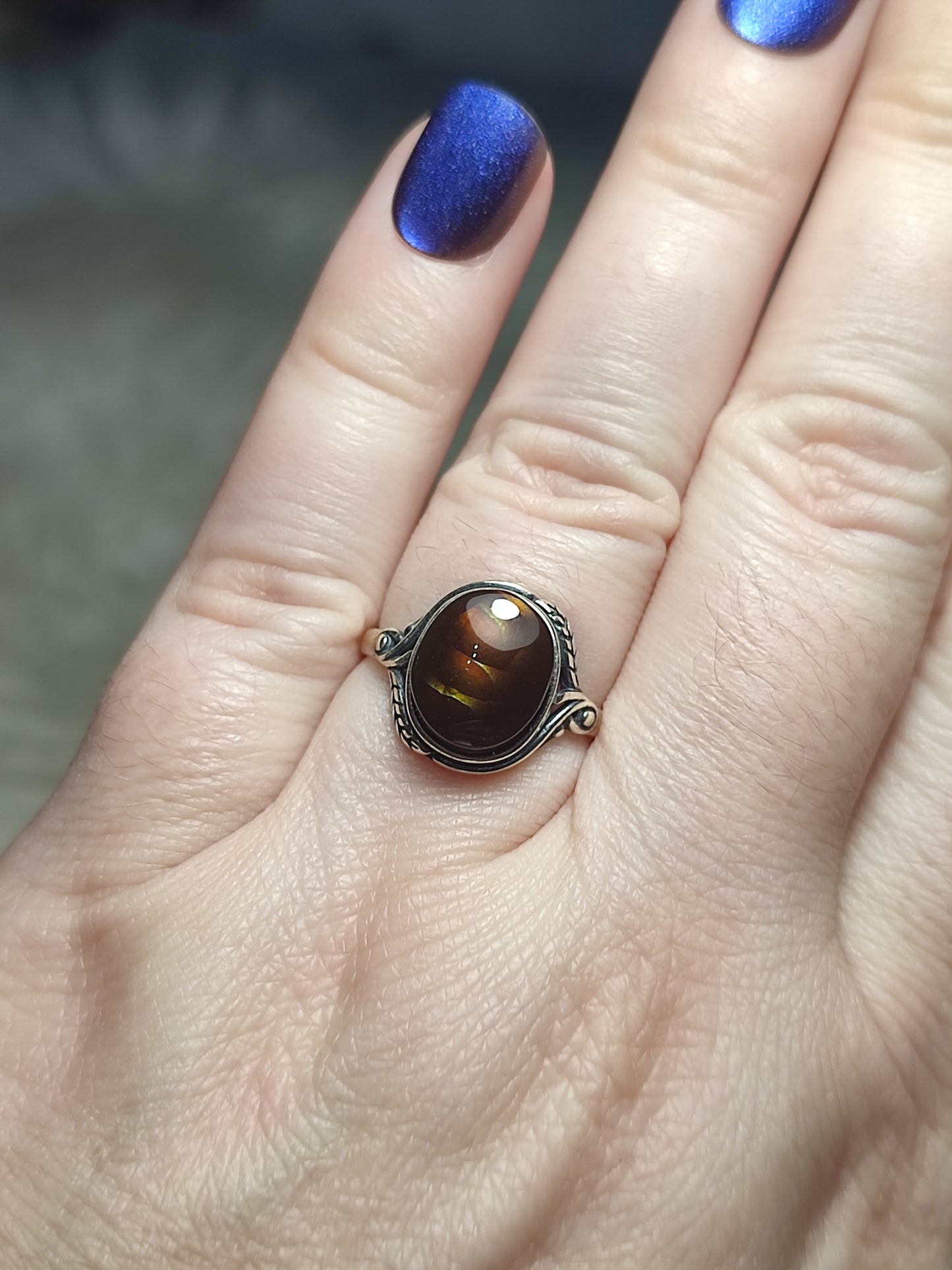 Anillo plata 925 con ágata de fuego - ajustable n° 1
