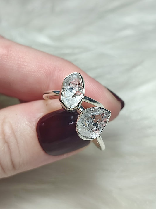 Anillo plata 925 con Diamante Herkimer Ajustable - VIDEO