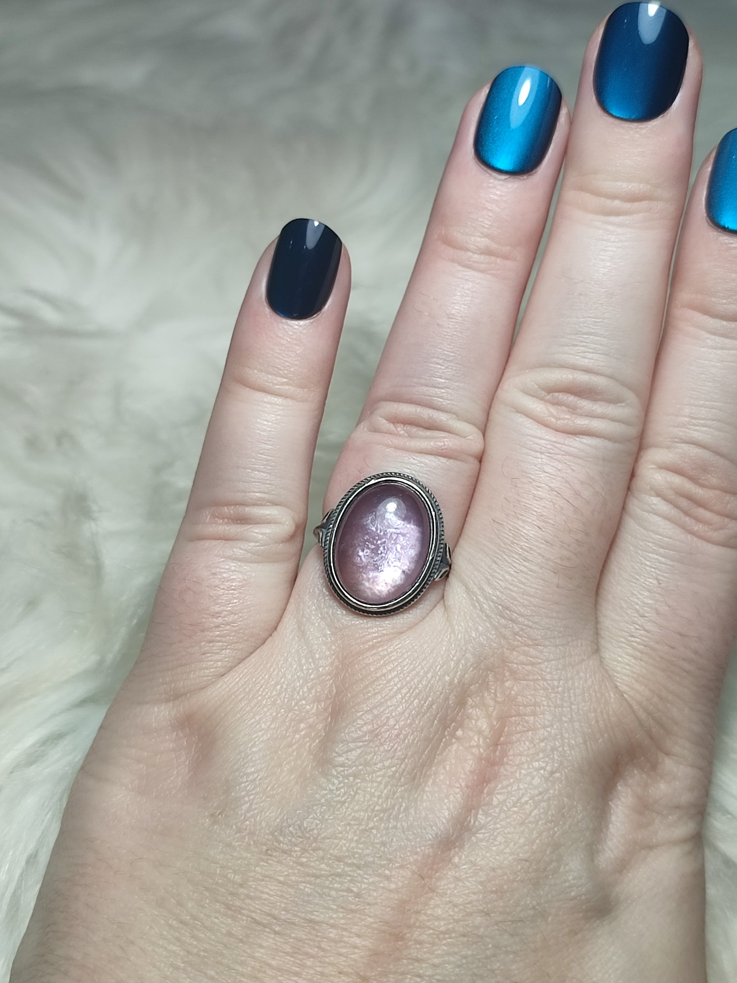 Anillo plata 925 con mica morada - ajustable n° 2