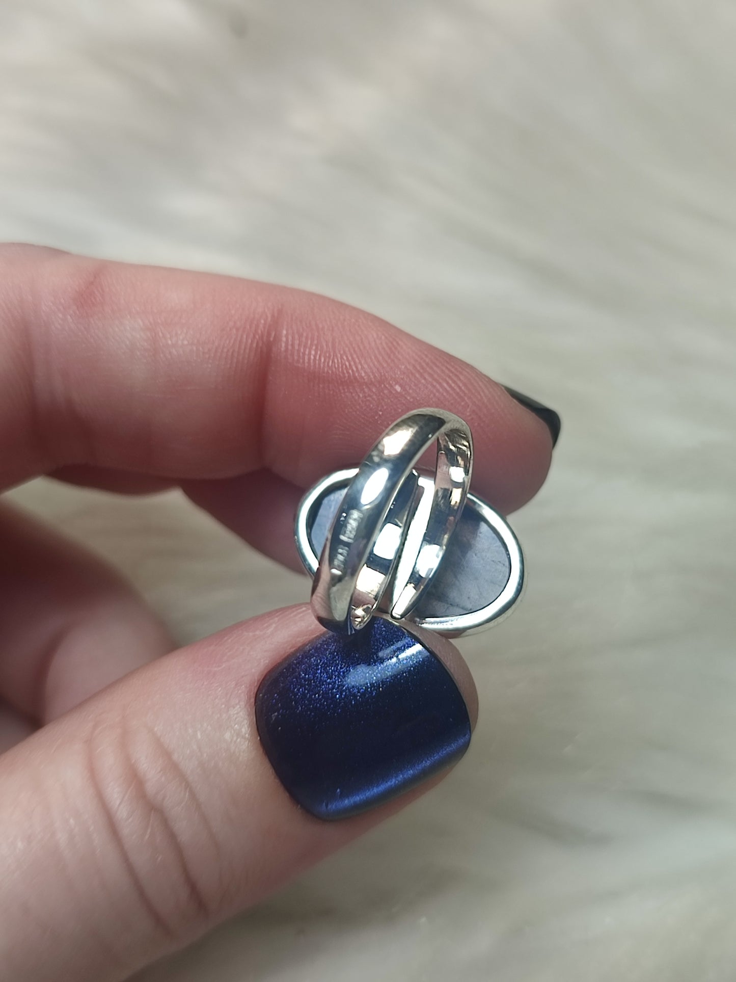 Anillo plata 925 con labradorita multicolor - ajustable n° 20