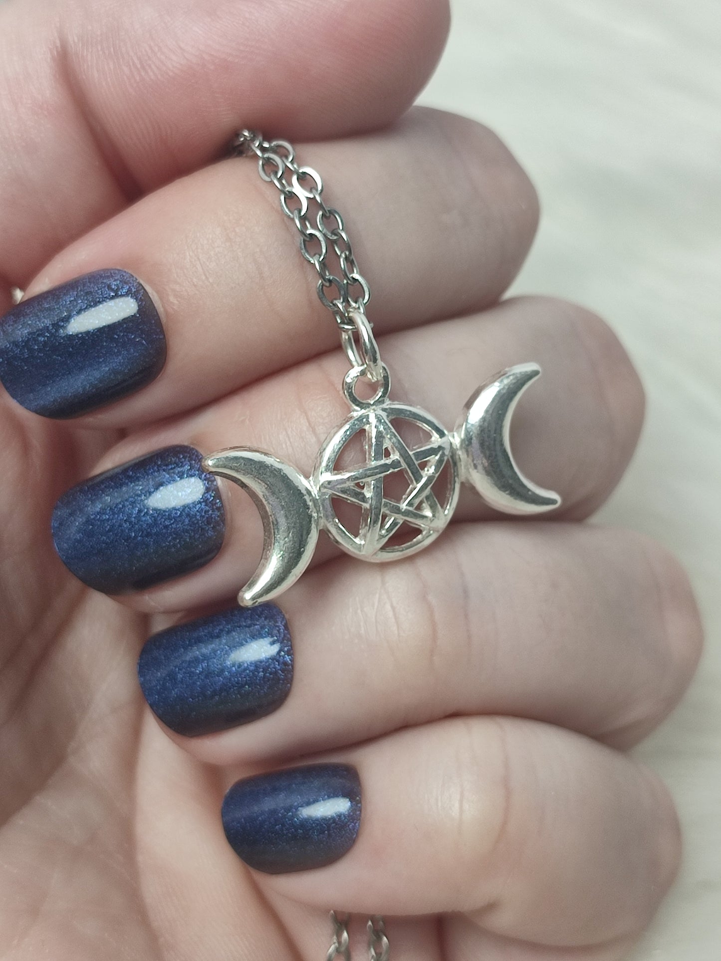 Colgante plata 925 - Triple luna con pentagrama