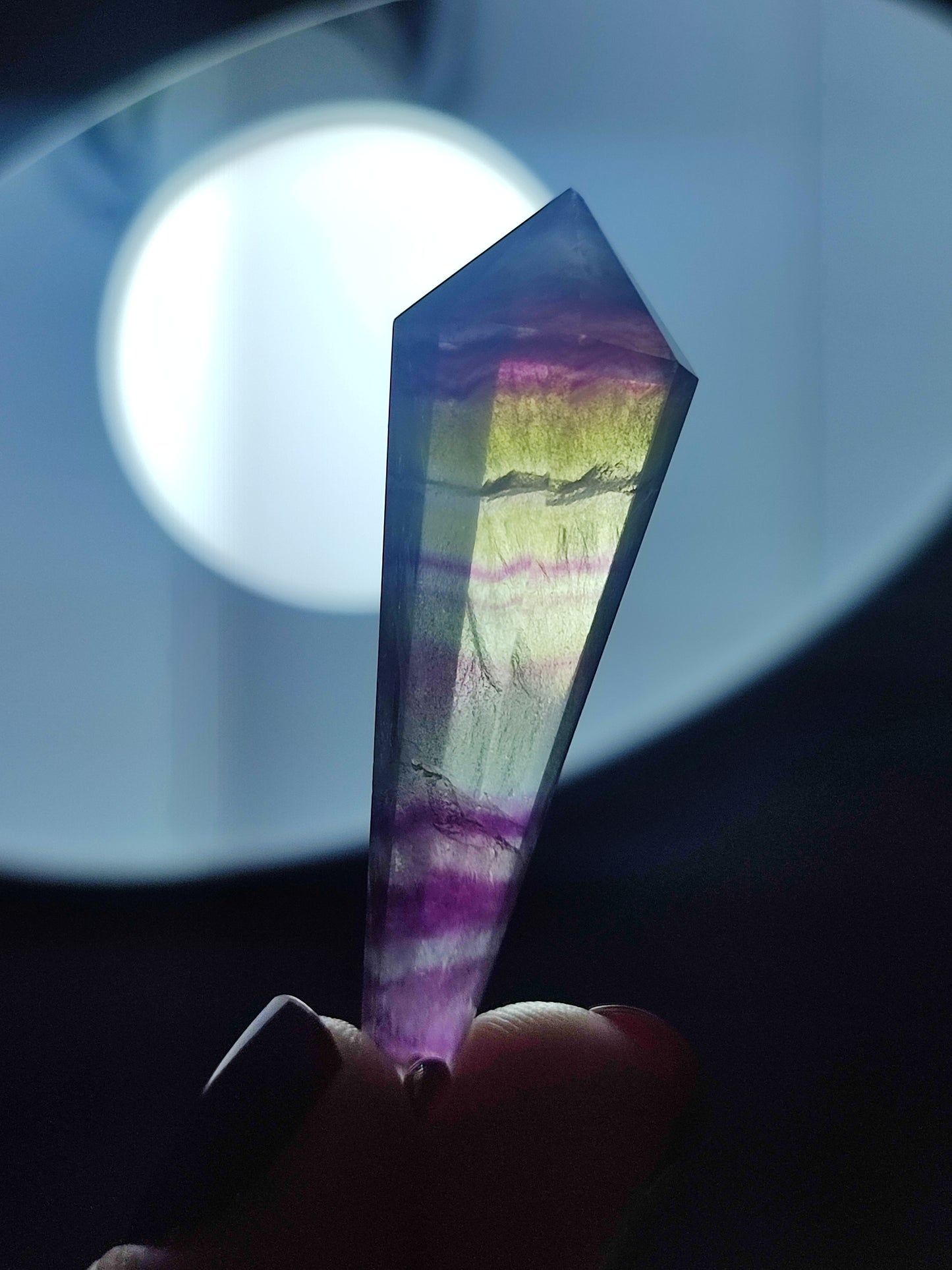 Colgante péndulo talla vogel 12 caras - flúorita candy