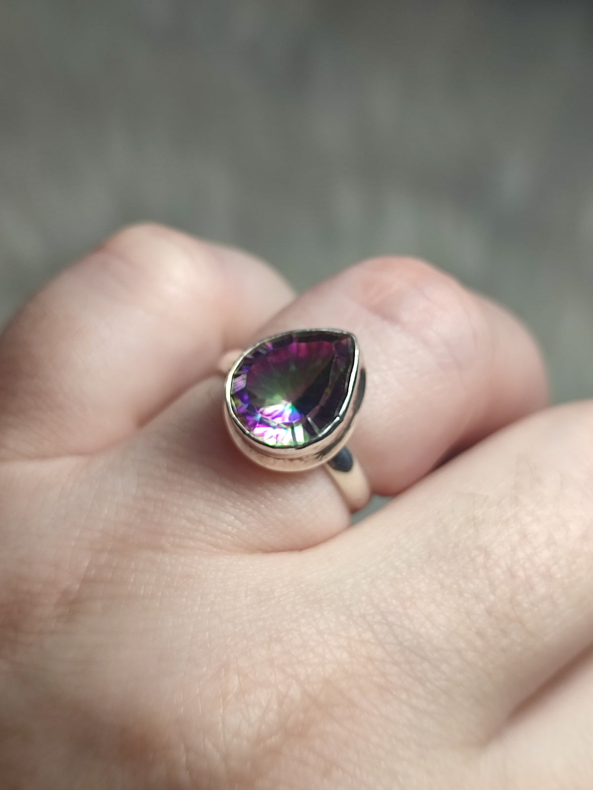 Anillo plata 925 con topacio místico - ajustable n° 23