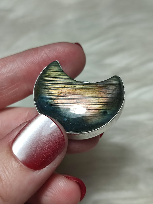 Colgante luna baño de plata con Labradorita n° 431