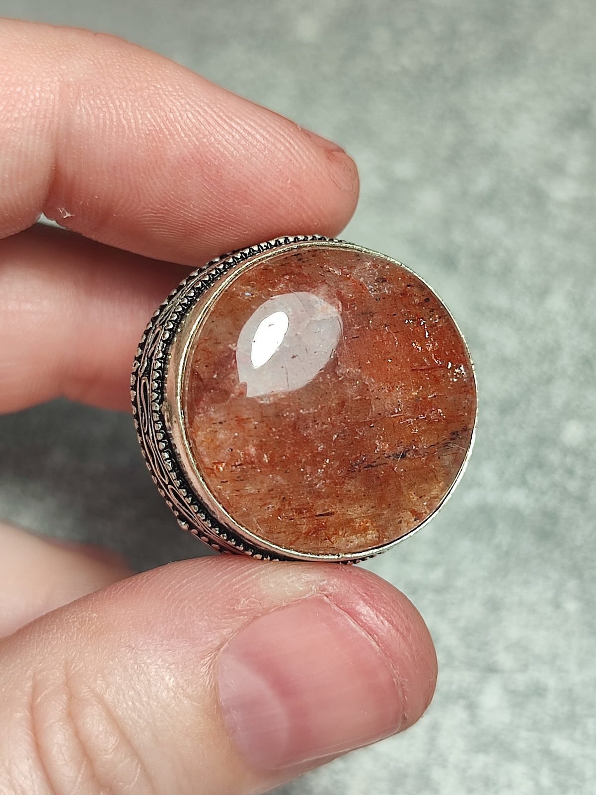 Anillo baño de plata con cuarzo fresa n°7