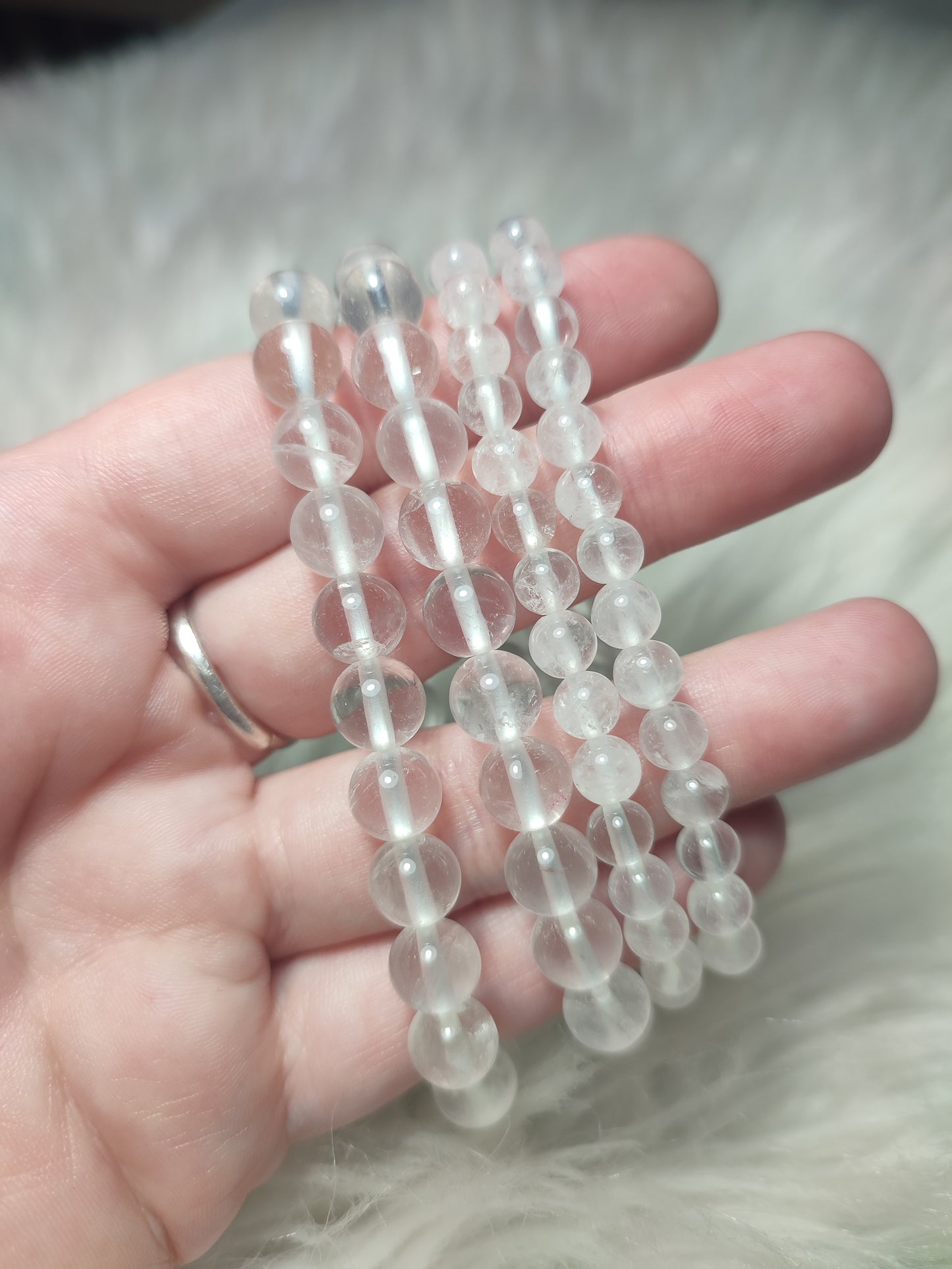 Pulsera elástica bola cuarzo roca - varias medidas