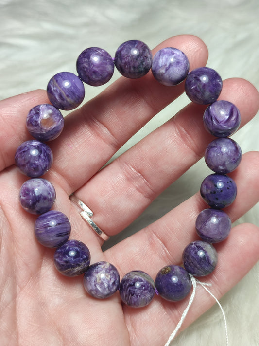 Pulsera unica esferas de charoita extra 11 mm