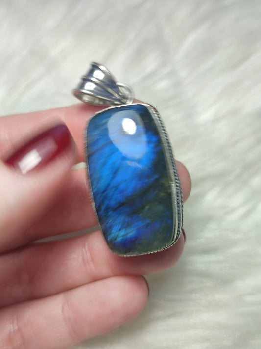 Colgante baño plata y Labradorita flash  n° 66