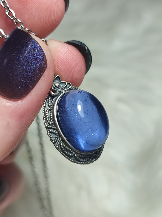 Colgante plata 925 con flúorita azul extra