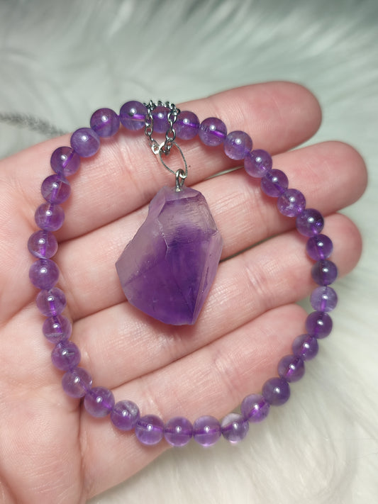 Conjunto colgante y pulsera amatista n°421