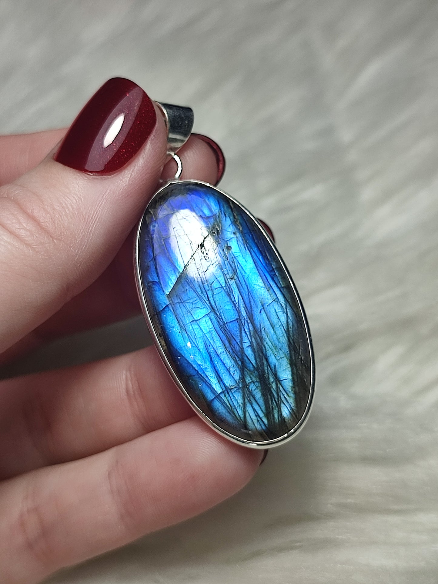 Colgante baño de plata con labradorita flash - N° 72