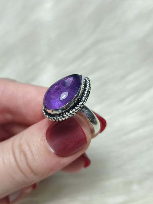 Anillo baño de plata con amatista ref.18