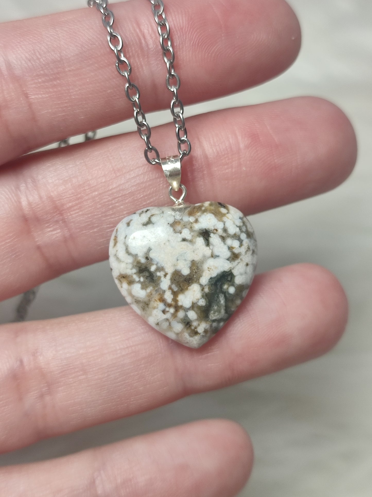 Colgante plata 925 con corazón jaspe océano - Video