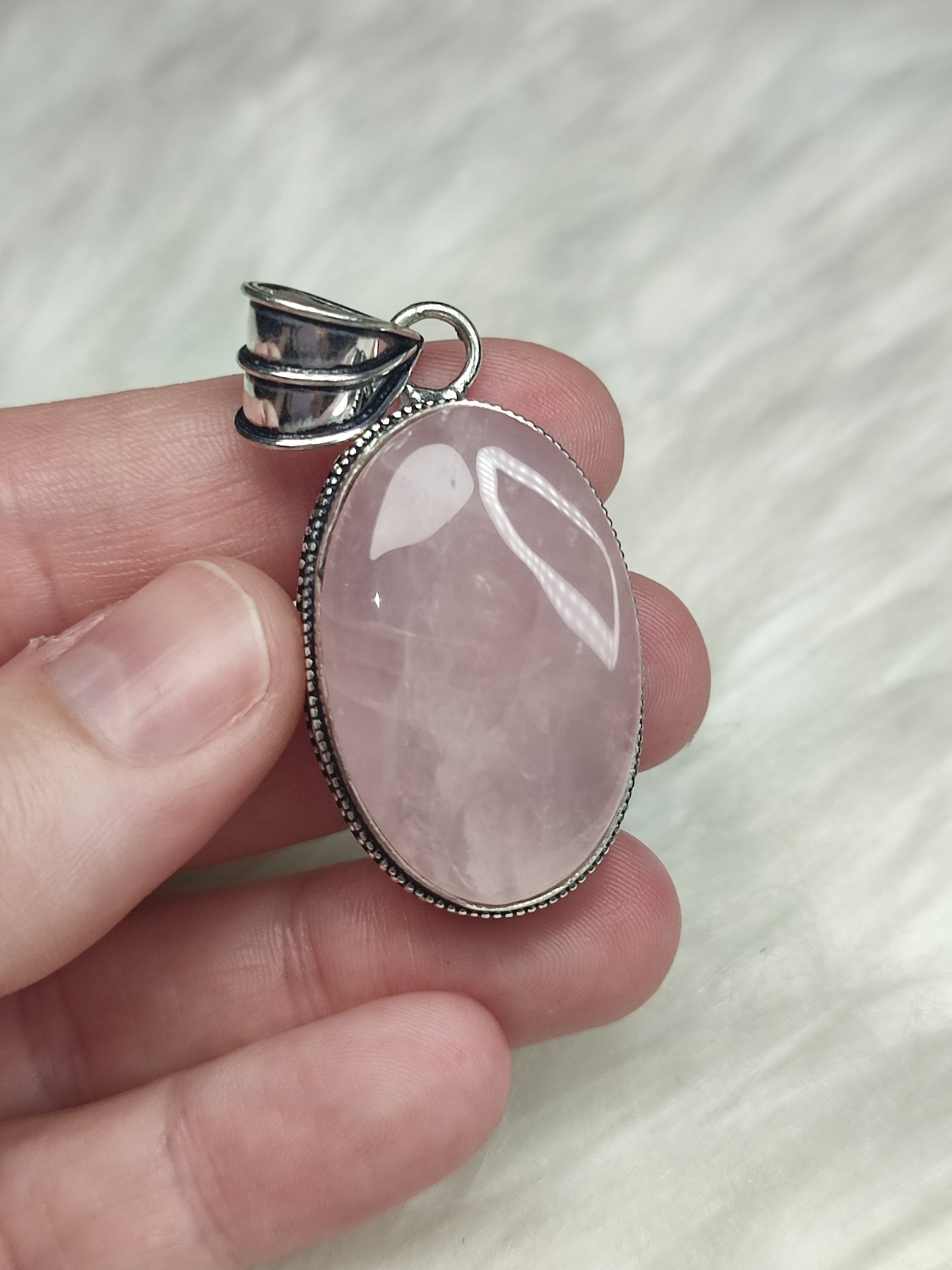 Colgante baño de plata con cuarzo rosa intenso - N° 26