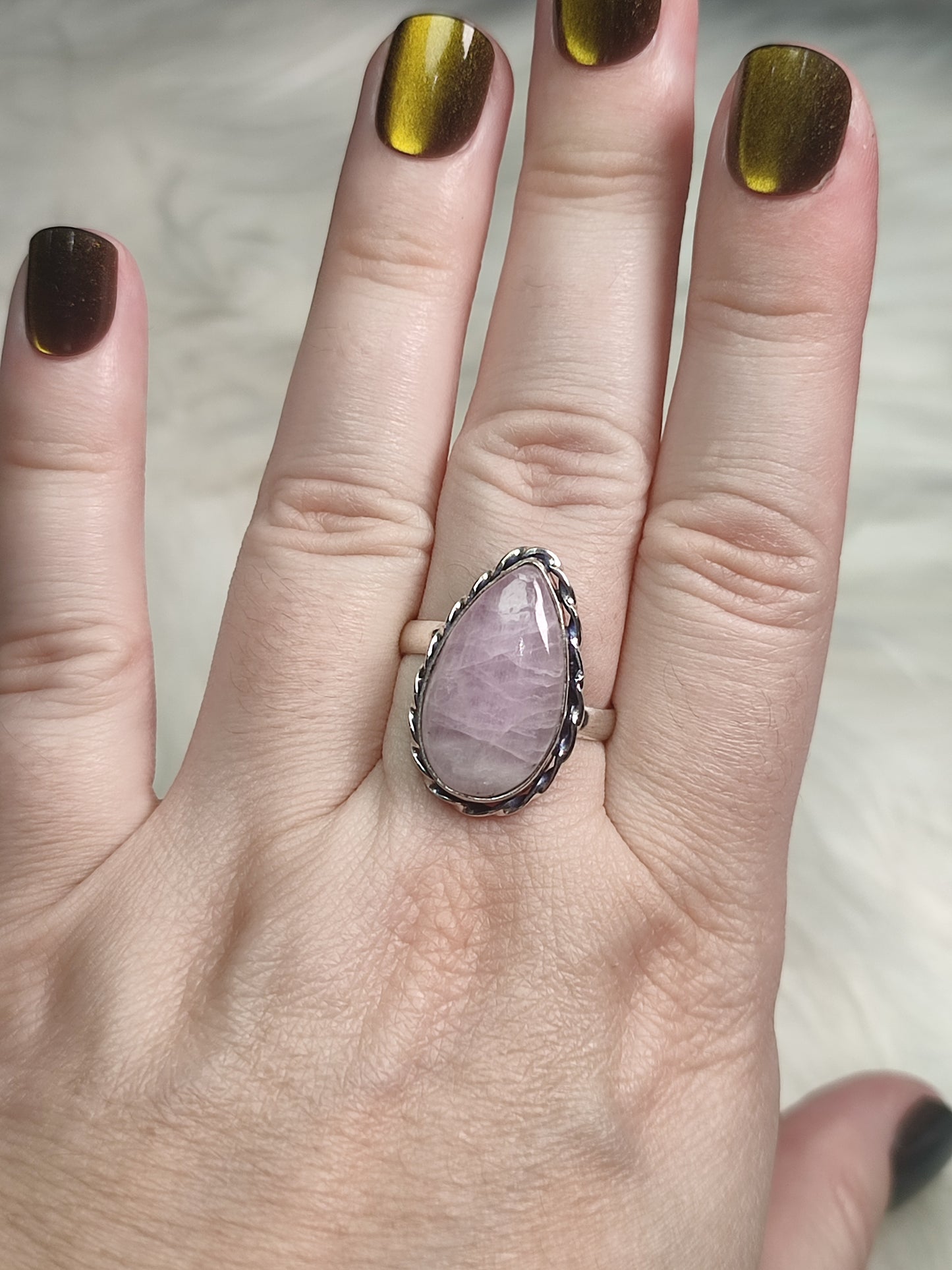Anillo baño de plata con kuncita n° 21