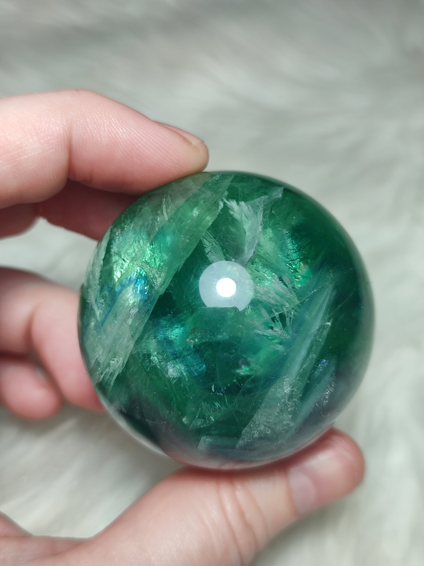 Esfera fluorita snowflake 222 gramos