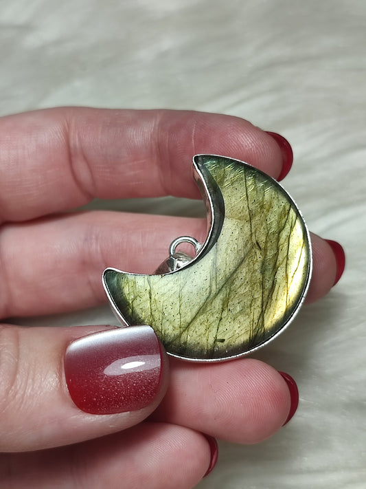 Colgante luna baño de plata con Labradorita n° 451