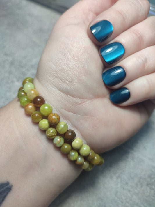 Pulsera elástica bolas 6 mm - ópalo verde