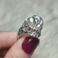 Anillo bisutería con cuarzo arcoiris- Ajustable  17 a 19 mm