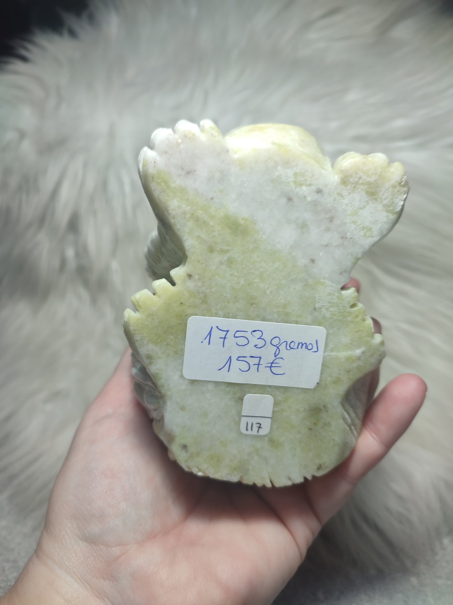 Lobo jade coliflor tallado a mano 1753 gramos