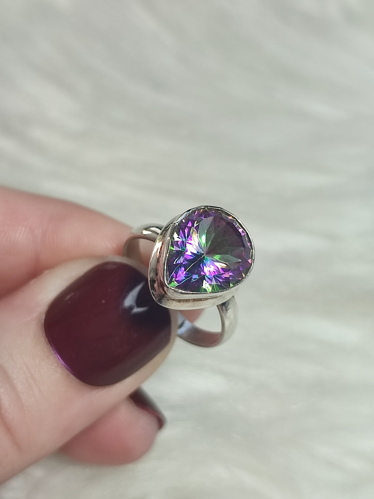 Anillo plata 925 con topacio místico - ajustable n° 23