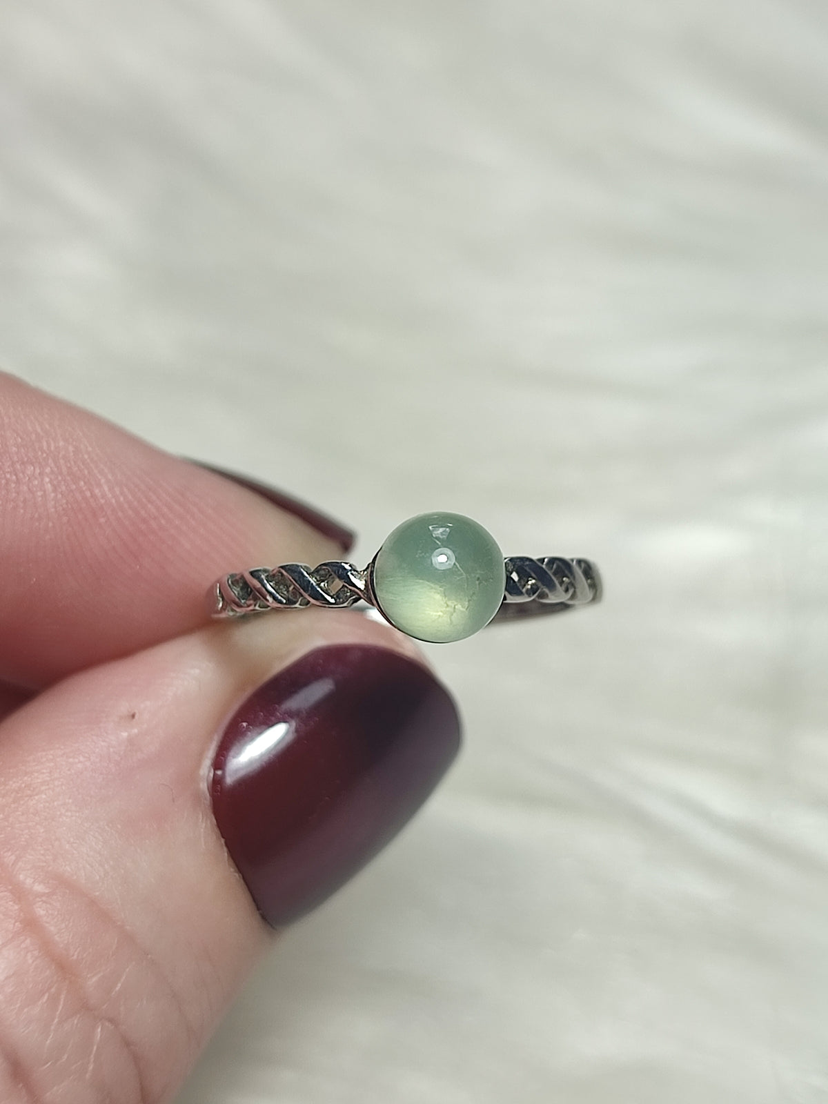 Anillo plata 925 con prehnita - ajustable n° 32