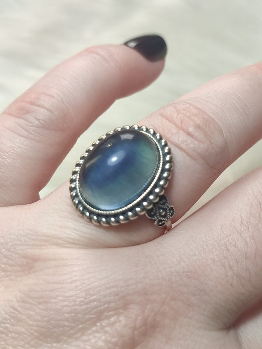 Anillo plata de ley 925 ajustable fluorita - n° 22