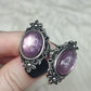 Anillo bisutería ajustable con mica morada - ver descripción