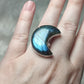 Anillo luna baño de plata con labradorita - Ajustable B25