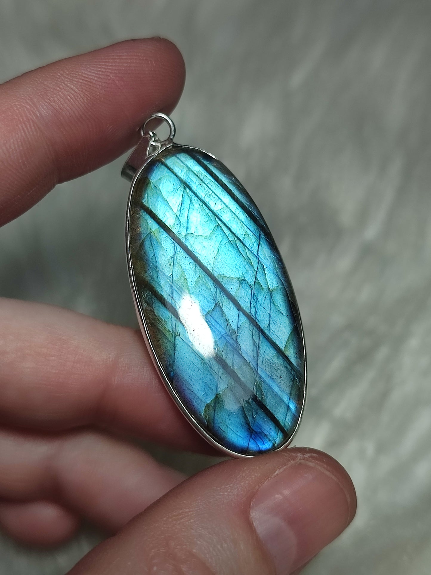 Colgante baño de plata con labradorita flash - N° 160