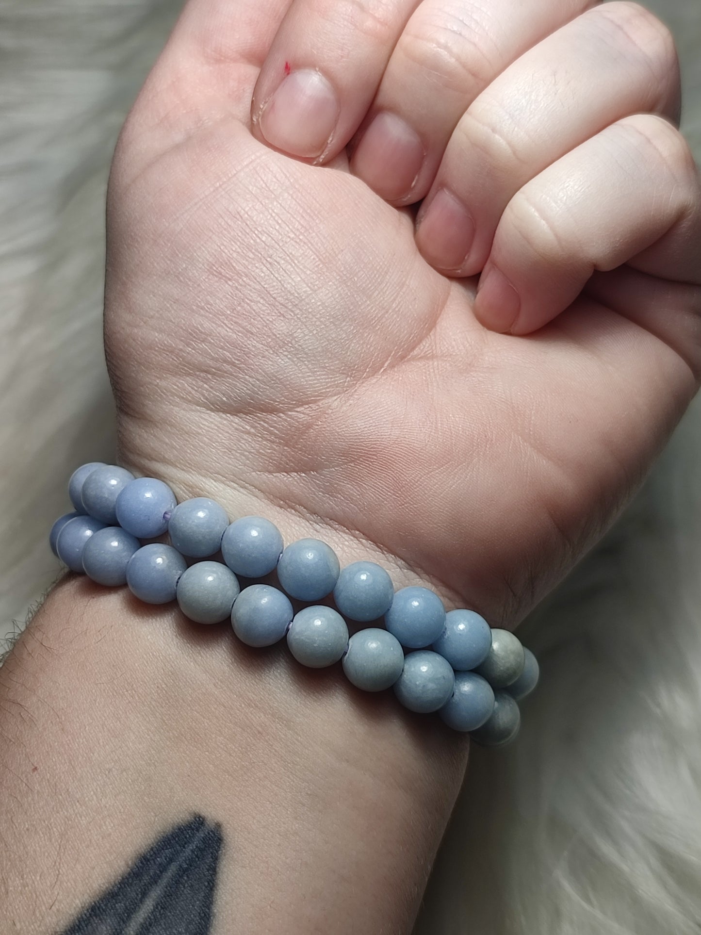 Pulsera elástica esferas de angelita 8 mm