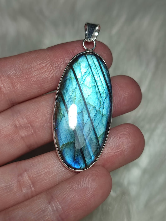 Colgante baño de plata con labradorita flash - N° 160