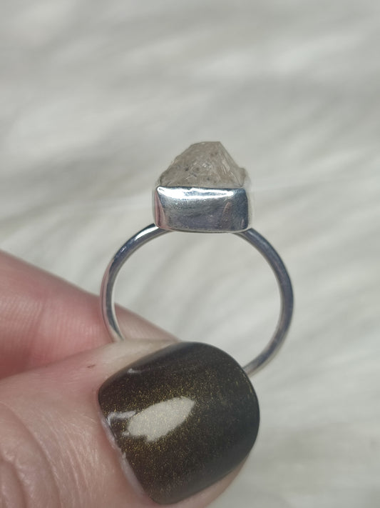 Anillo plata de ley 925 con herkimer - 17.50 mm diámetro