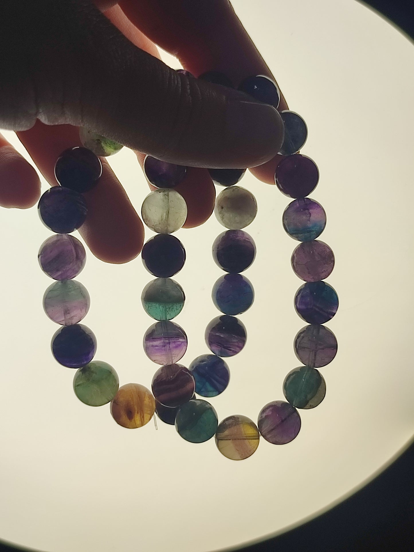 Pulsera elástica esferas de fluorita multicolor 11 mm