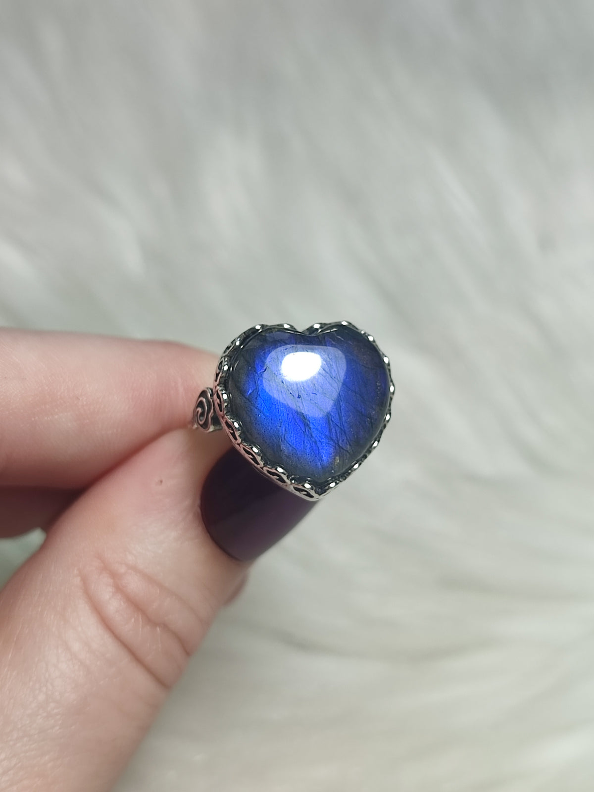 Anillo plata 925 con labradorita flash - ajustable n° 49