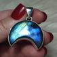 Colgante luna baño de plata con Labradorita n° 164