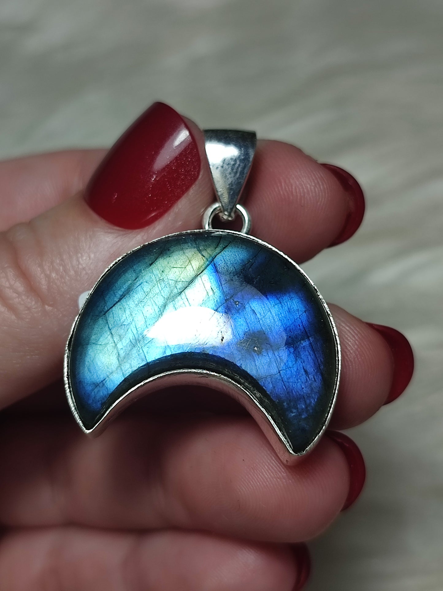 Colgante luna baño de plata con Labradorita n° 164