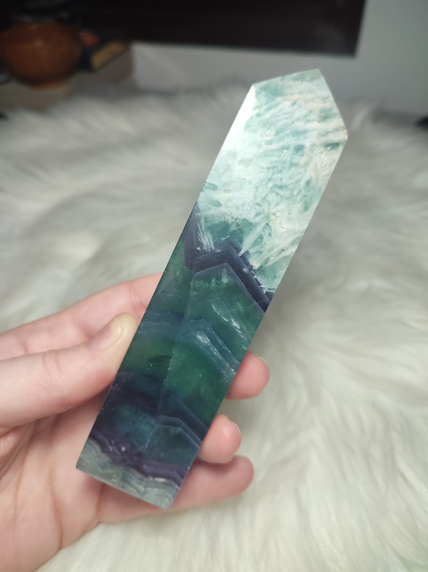 Gran Punta fluorita snowflake  309 gramos