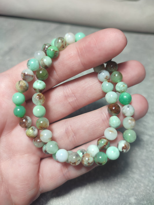 Pulsera elástica bolas 6 mm - Crisoprasa