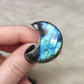 Anillo luna baño de plata con labradorita - Ajustable 206