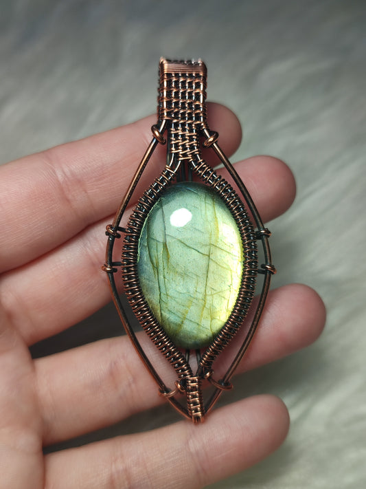 Colgante filigrana cobre con labradorita flash 60