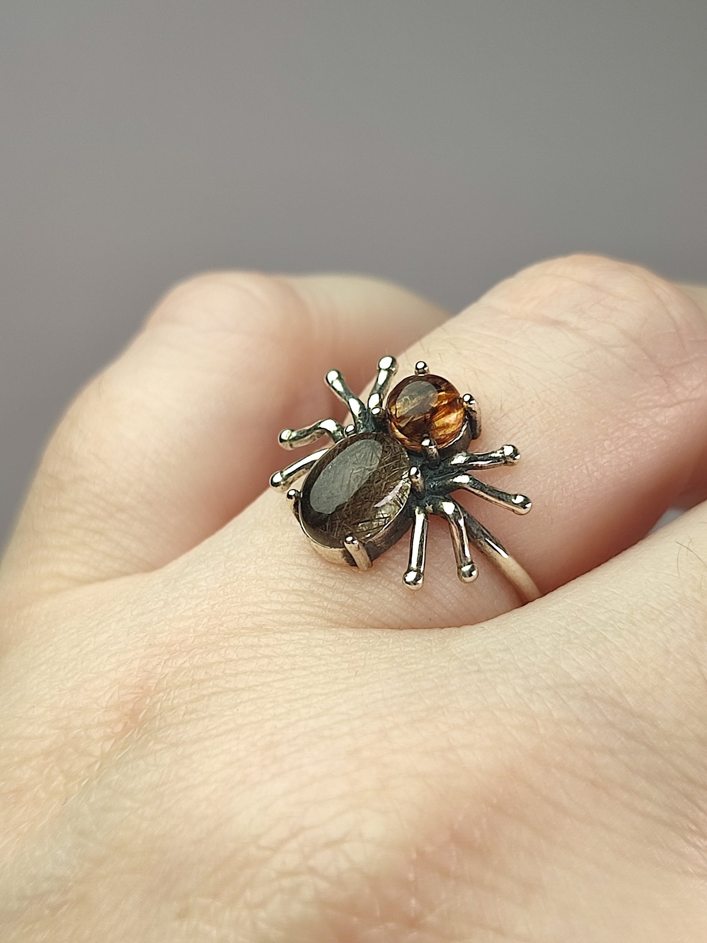 Anillo plata de ley 925 con cuarzo rutilo cobre n° 46