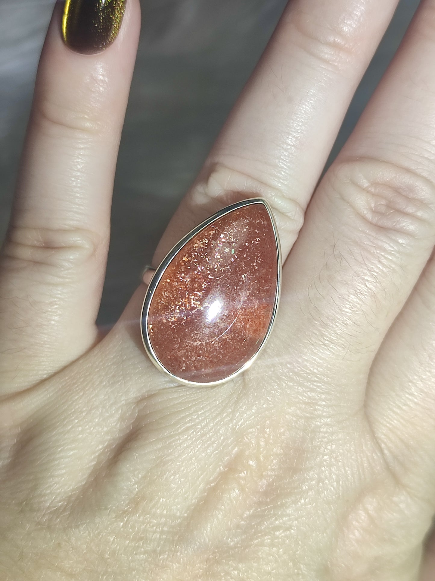 Anillo plata 925 con piedra sol - ajustable n° 34